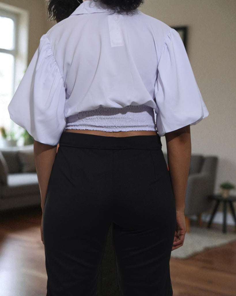 Ladies White V Neck Crop Top - StylePhase SA