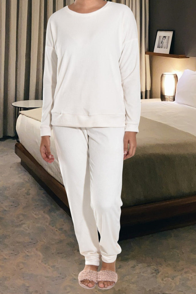 Ladies White Velour Pj Set - StylePhase SA