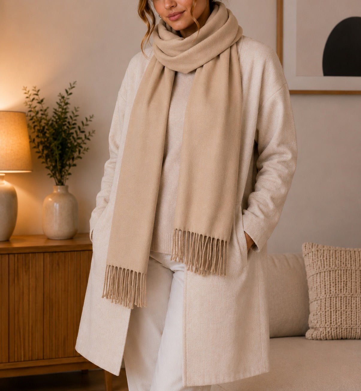 Ladies Winter Scarf - Beige - StylePhase SA