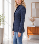 Ladies Wool Blend Blazer - Navy And White - StylePhase SA