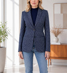 Ladies Wool Blend Blazer - Navy And White - StylePhase SA