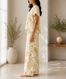 Ladies Yellow And Cream Paisley Print Two-Piece Set - StylePhase SA