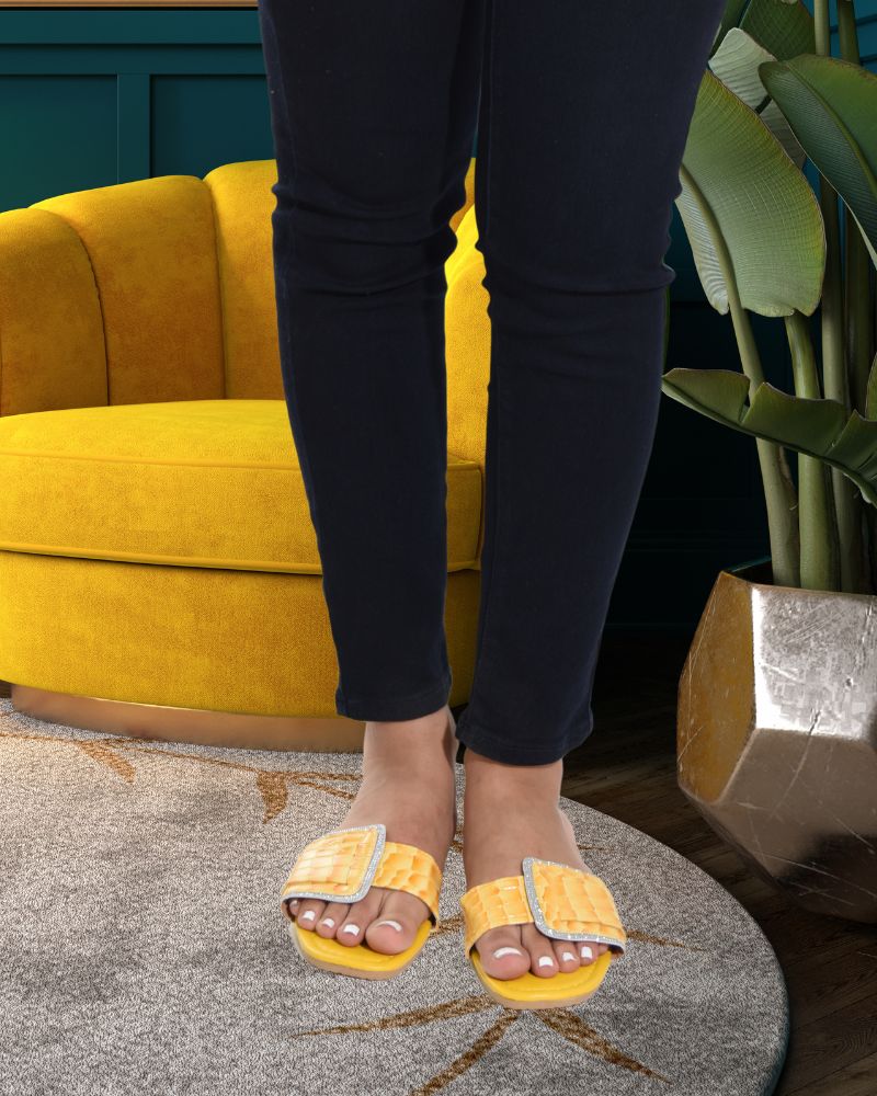 Ladies Yellow Flat Sandal - StylePhase SA