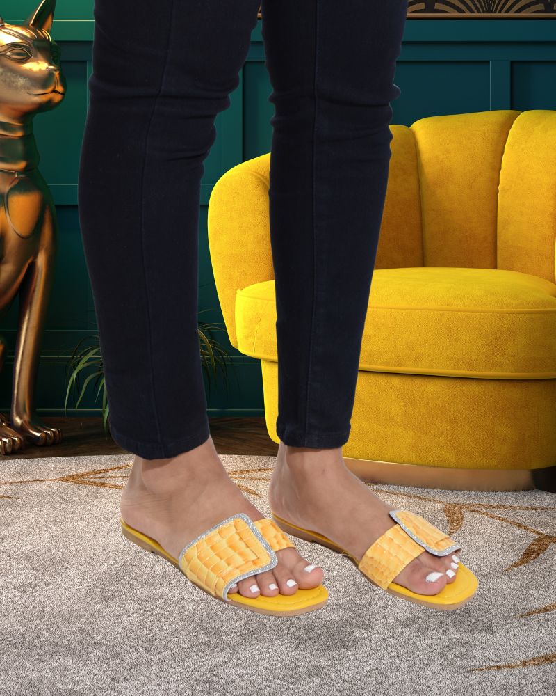 Ladies Yellow Flat Sandal - StylePhase SA