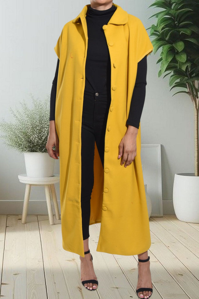 Ladies Yellow Fleece Button Dress - StylePhase SA