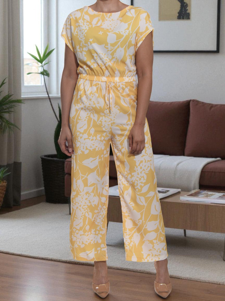 Ladies Yellow Floral Wide Leg Jumpsuit - StylePhase SA