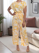 Ladies Yellow Floral Wide Leg Jumpsuit - StylePhase SA