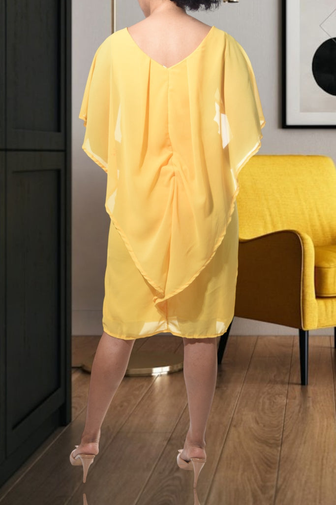 Ladies Yellow Flutter Sleeve Dress - StylePhase SA