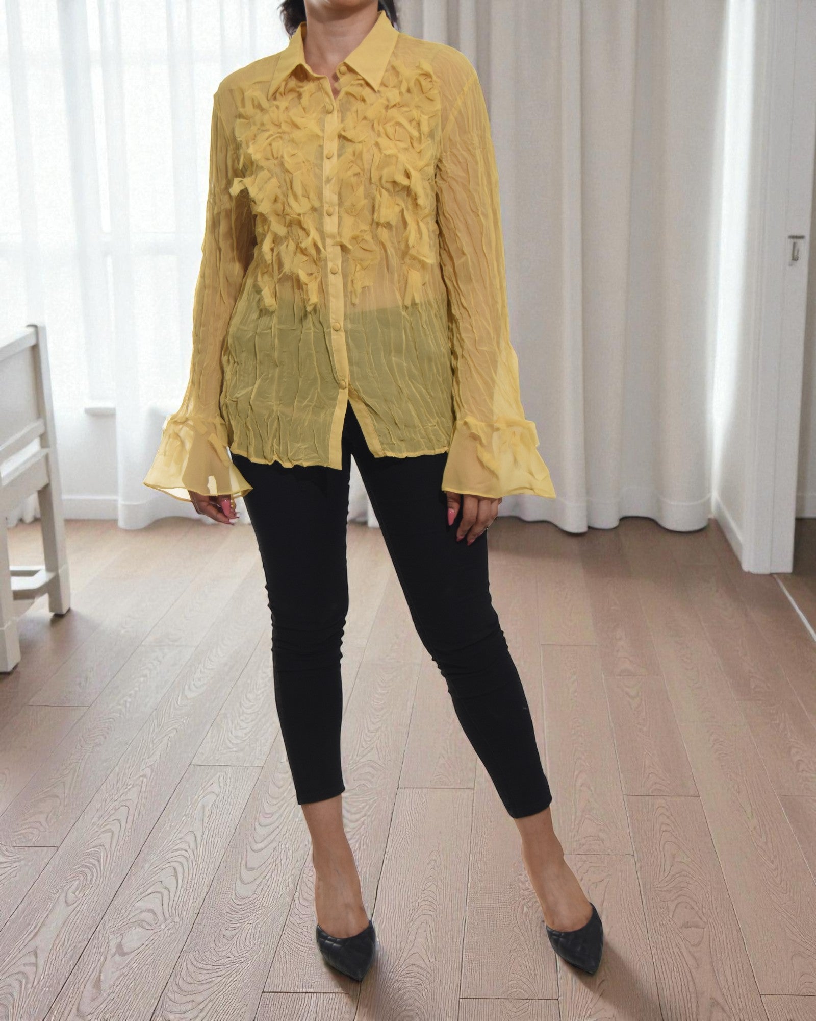 Ladies Yellow Frill Shirt - StylePhase SA