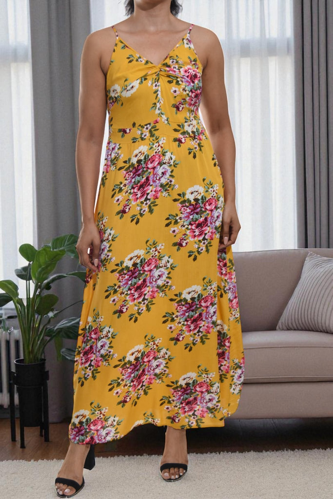 Ladies Yellow Front Knot Dress - StylePhase SA
