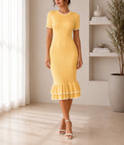 Ladies Yellow Jersey Ruffle Dress- New Feeling - StylePhase SA