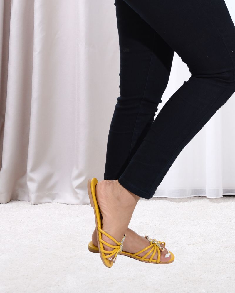 Ladies Yellow Knotted Strap Sandals - StylePhase SA