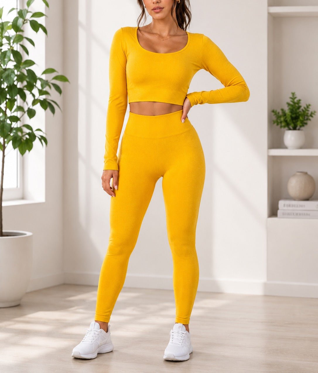 Ladies Yellow Long Sleeve Activewear Set - StylePhase SA