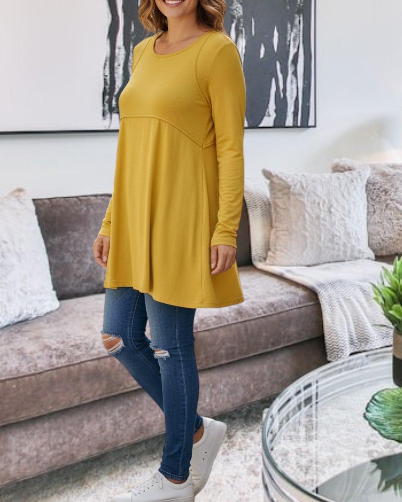 Ladies Yellow Long Sleeve Blouse - StylePhase SA
