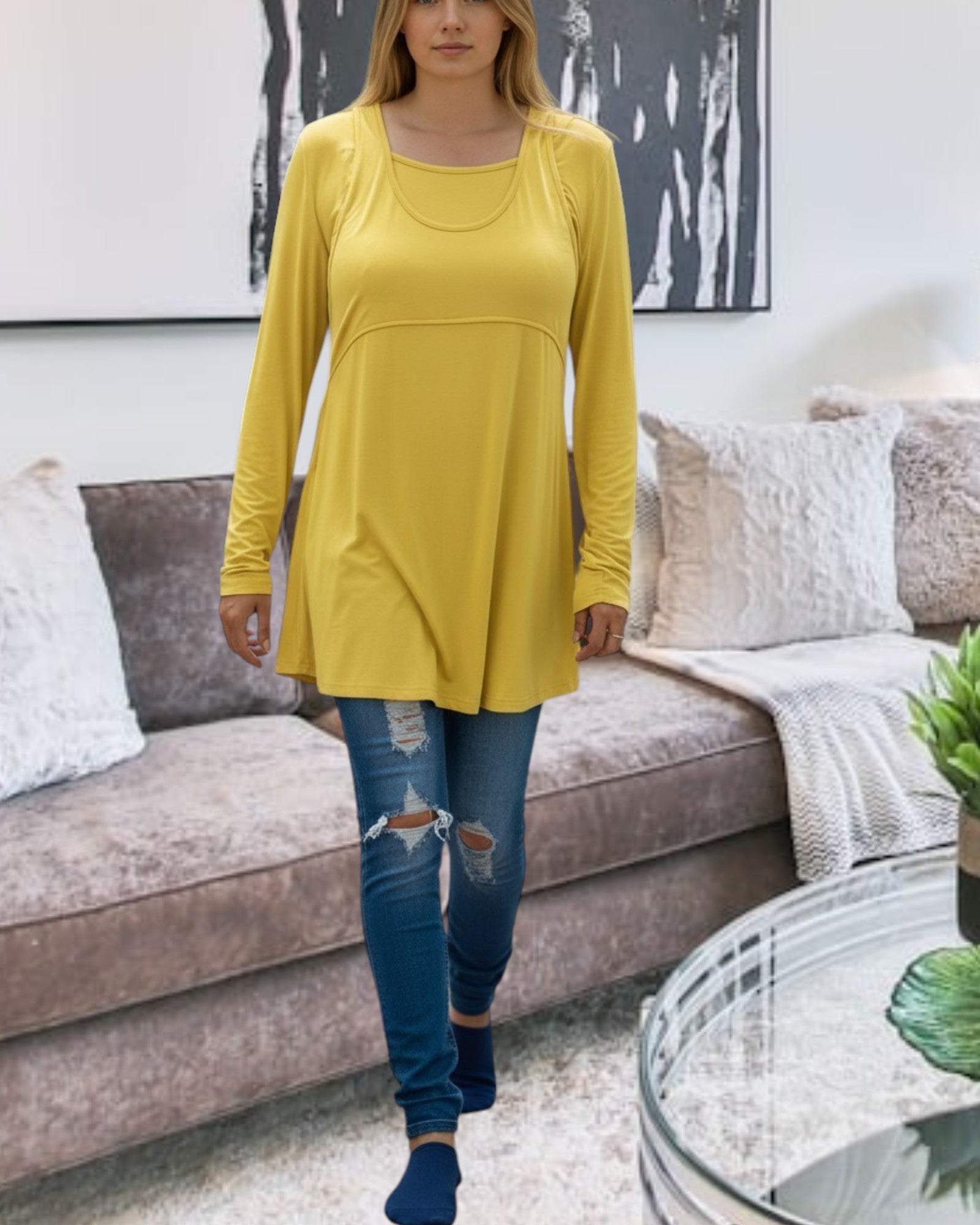Ladies Yellow Long Sleeve Blouse - StylePhase SA