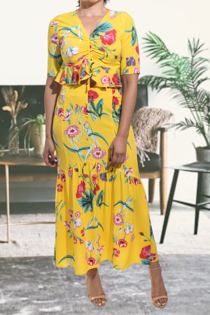 Ladies Yellow Maxi Two Piece Set - StylePhase SA