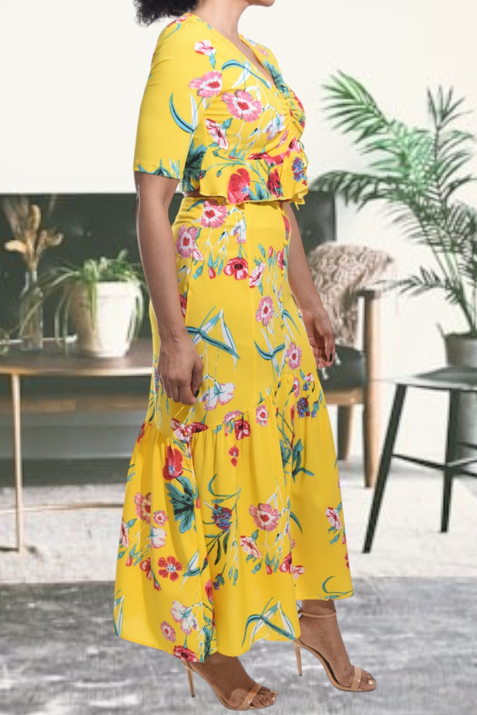 Ladies Yellow Maxi Two Piece Set - StylePhase SA