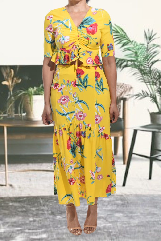 Ladies Yellow Maxi Two Piece Set - StylePhase SA
