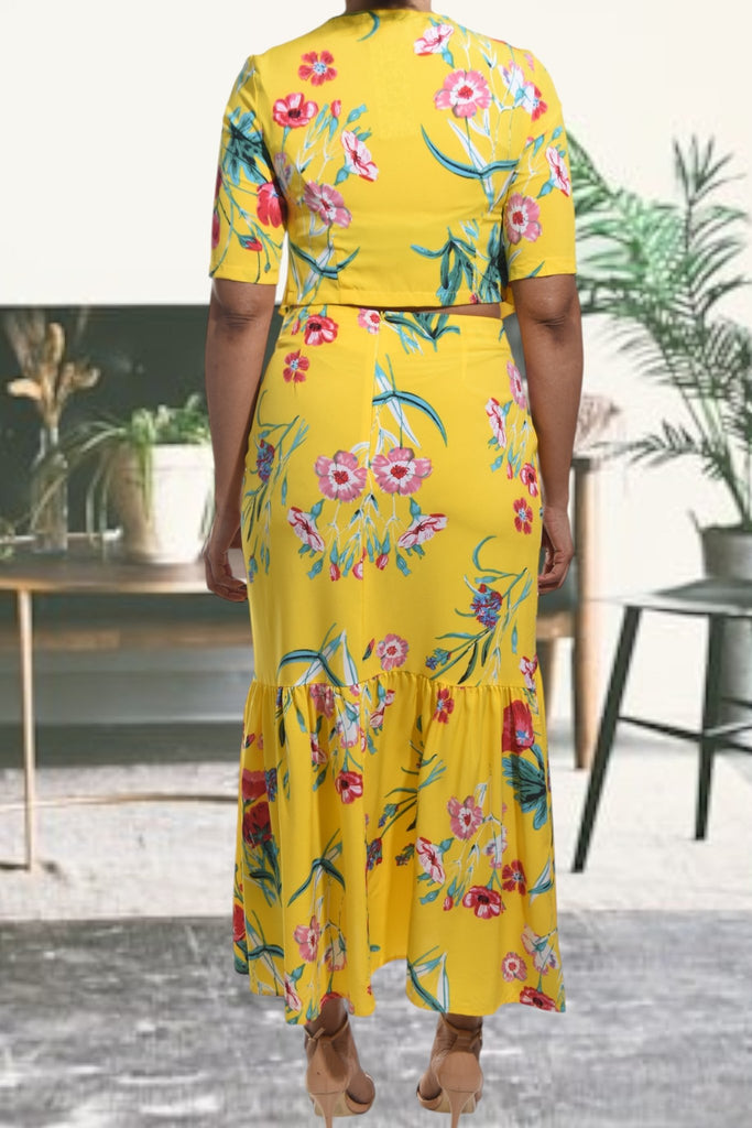 Ladies Yellow Maxi Two Piece Set - StylePhase SA