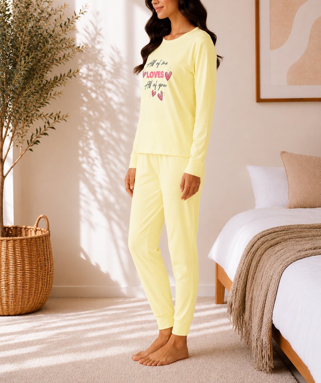 Ladies Yellow Pj Set -All Of Me Loves All Of You - StylePhase SA