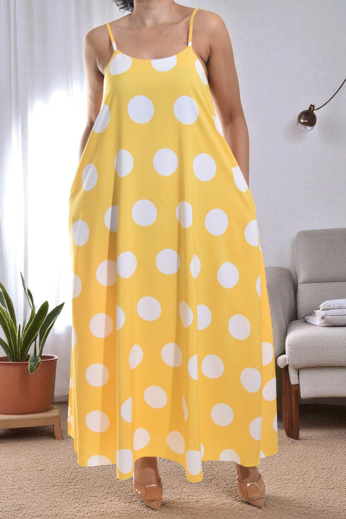 Ladies Yellow Polka Dot Maxi Dress - StylePhase SA