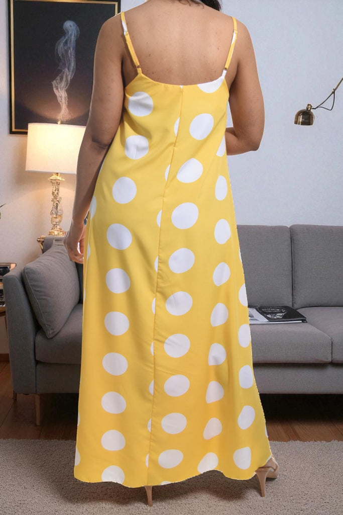 Ladies Yellow Polka Dot Maxi Dress - StylePhase SA