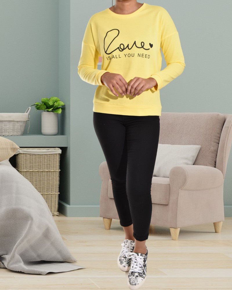 Ladies Yellow Printed Sweater - StylePhase SA