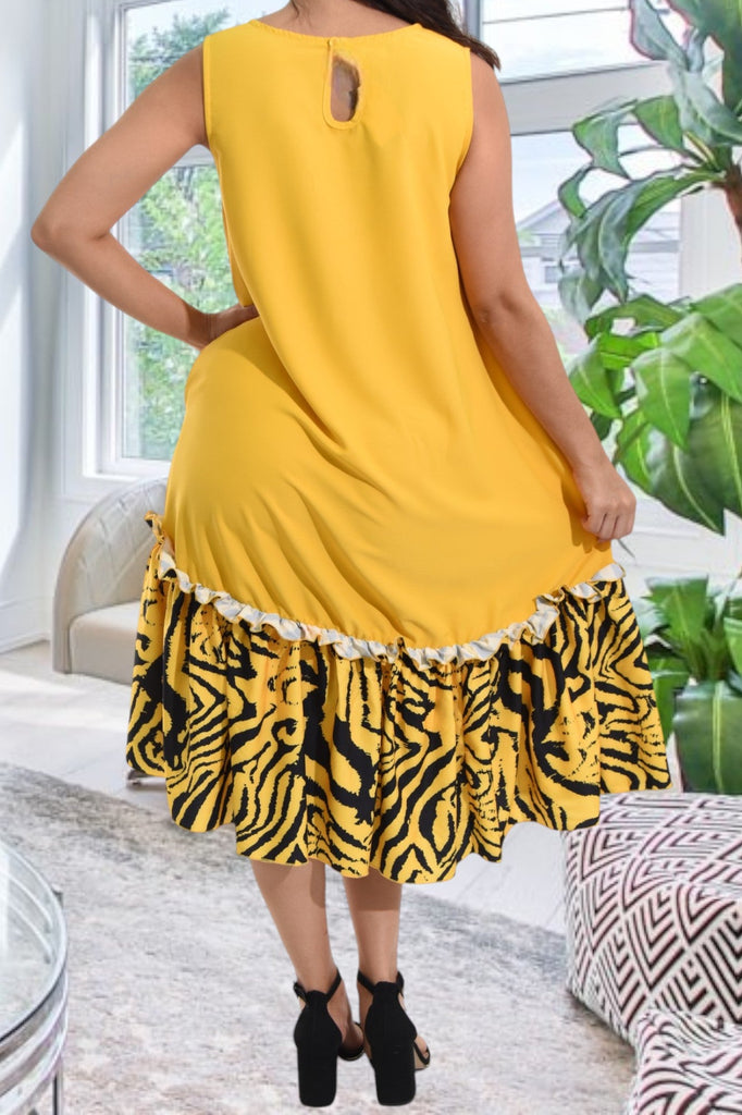 Ladies Yellow Ruffle Hem Dress - StylePhase SA