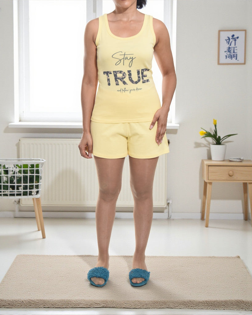 Ladies Yellow Shorty Pj Set - Stay True - StylePhase SA