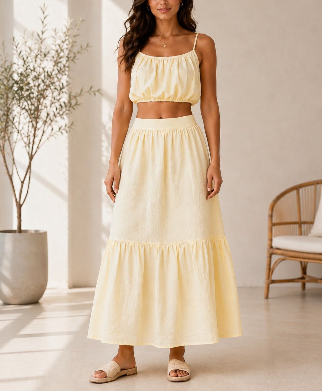 Ladies Yellow Skirt Two-Piece Set - StylePhase SA