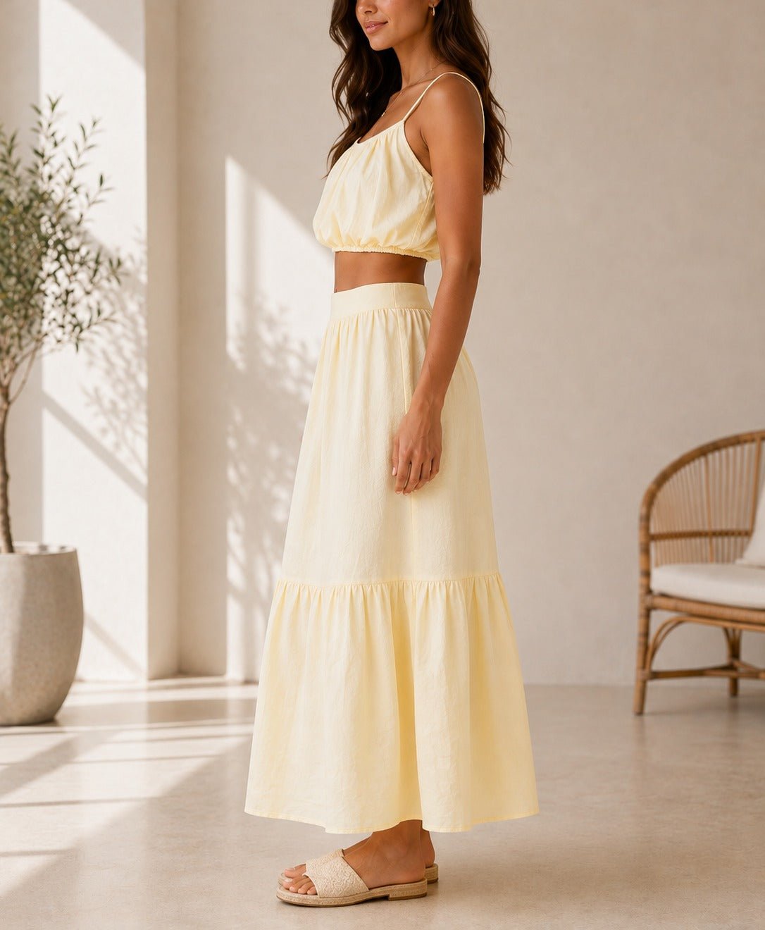 Ladies Yellow Skirt Two-Piece Set - StylePhase SA