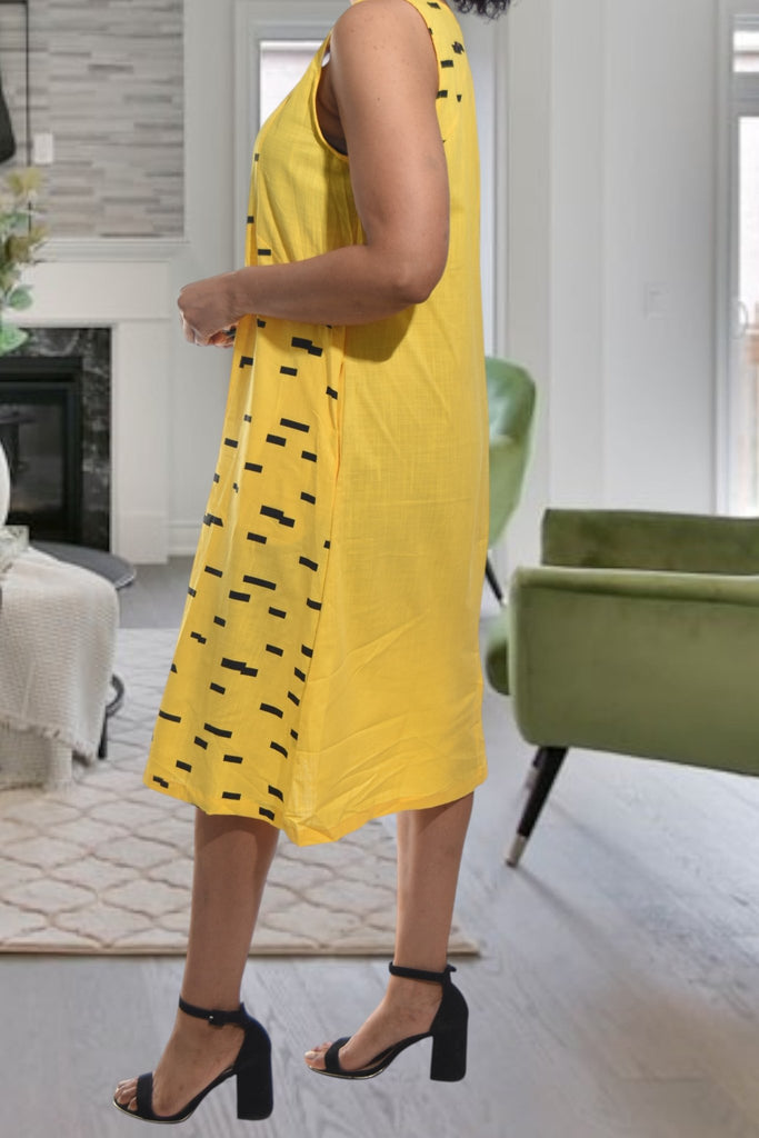 Ladies Yellow Sleeveless Pocket Dress - StylePhase SA