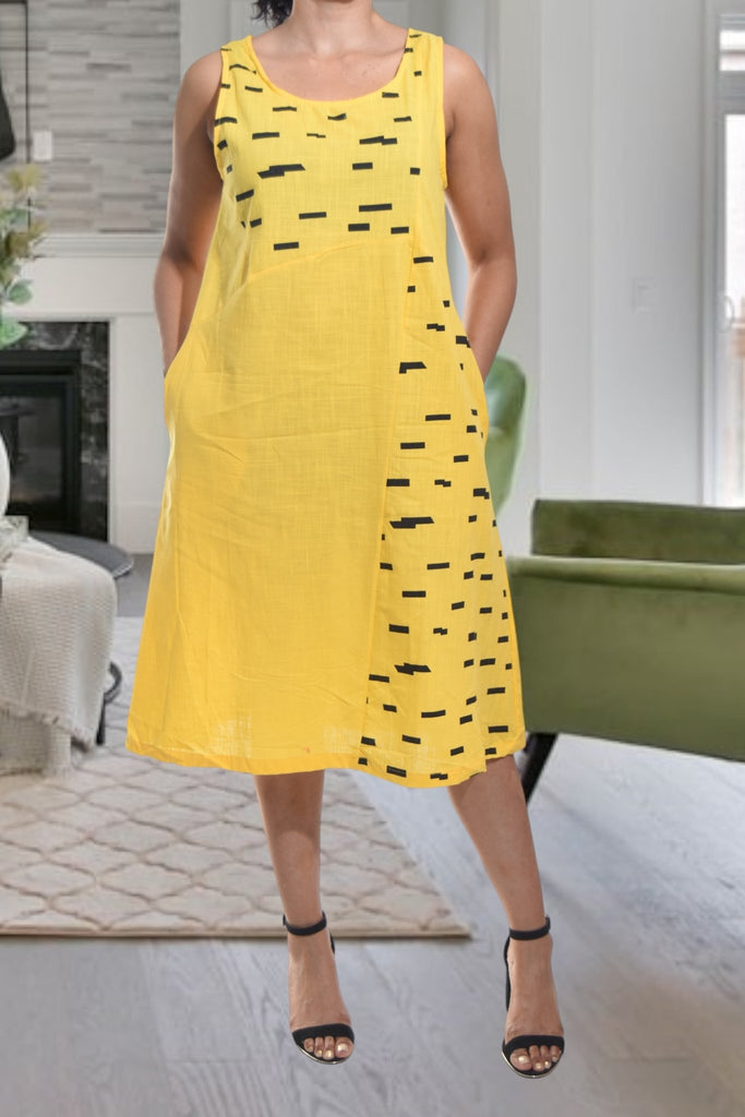 Ladies Yellow Sleeveless Pocket Dress - StylePhase SA
