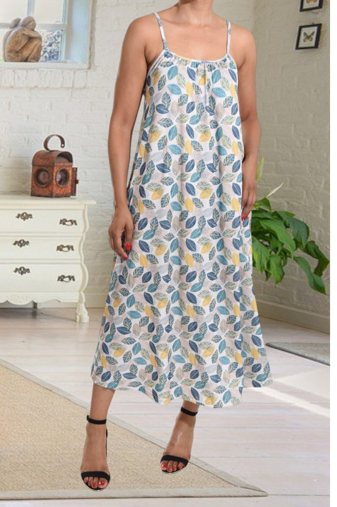 Leaf Print Strappy Maxi Dress - StylePhase SA