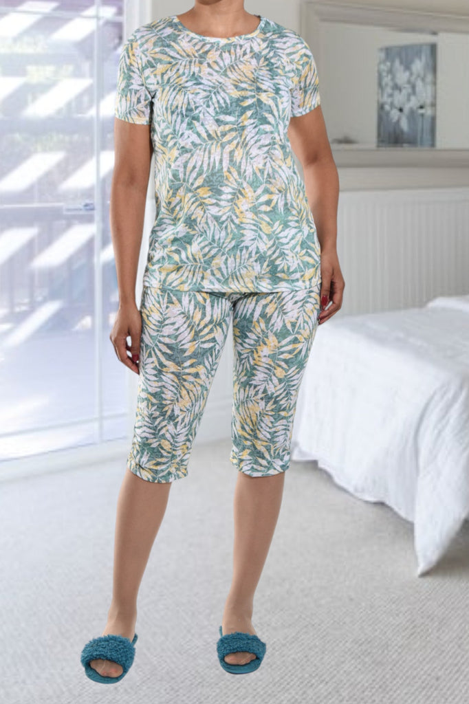 Leaf Printed 3/4 Pyjama Set - StylePhase SA