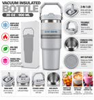Light grey 900ml insulated bottle features