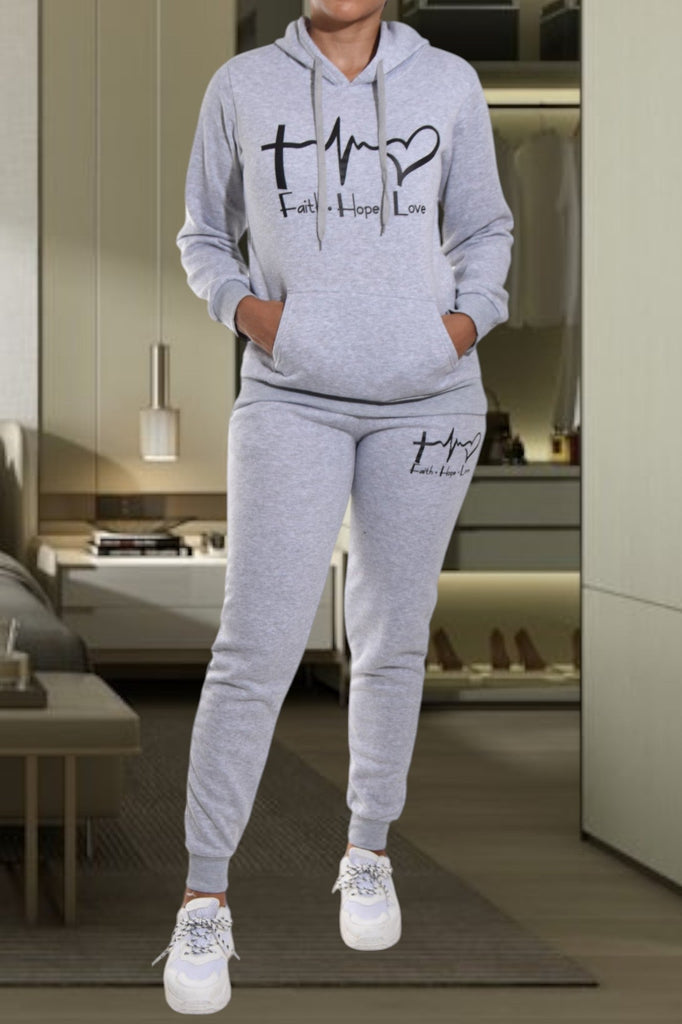 Light Grey Love Fleece Tracksuit - StylePhase SA