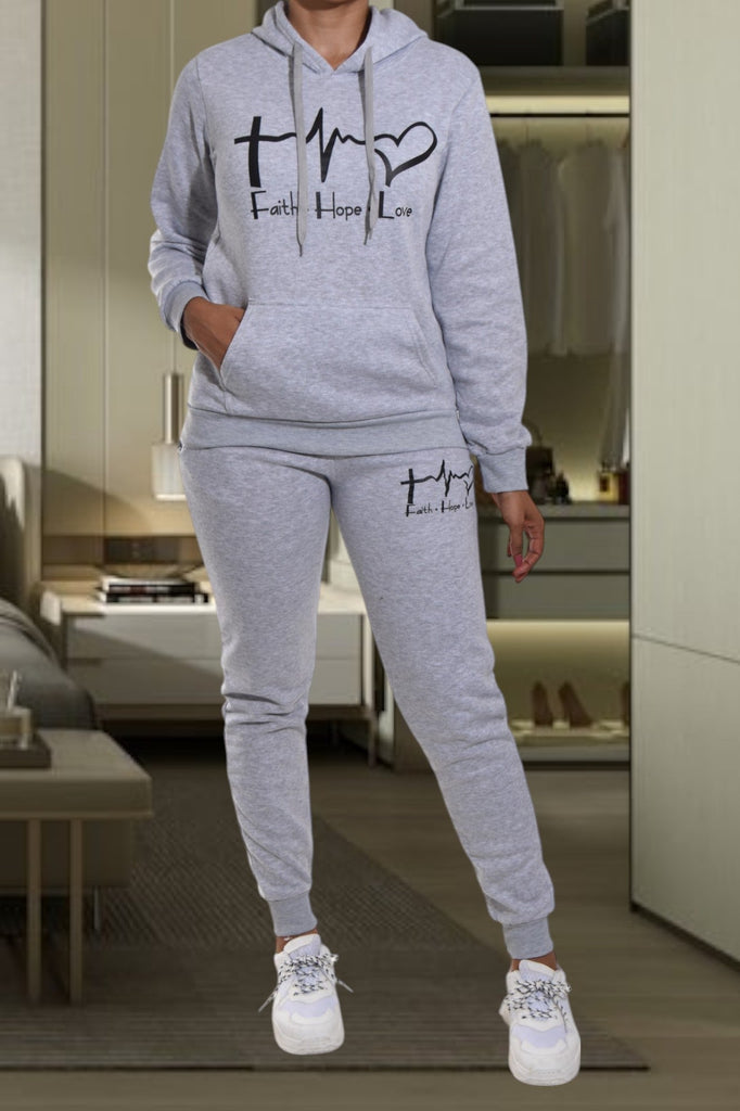 Light Grey Love Fleece Tracksuit - StylePhase SA