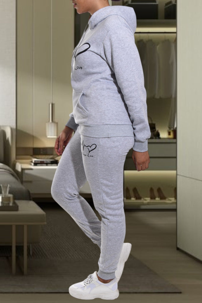 Light Grey Love Fleece Tracksuit - StylePhase SA