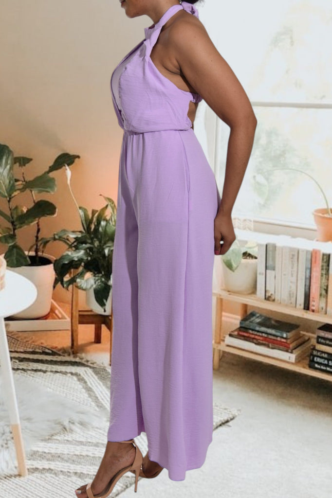 Lilac Backless Wide Leg Jumpsuit - StylePhase SA