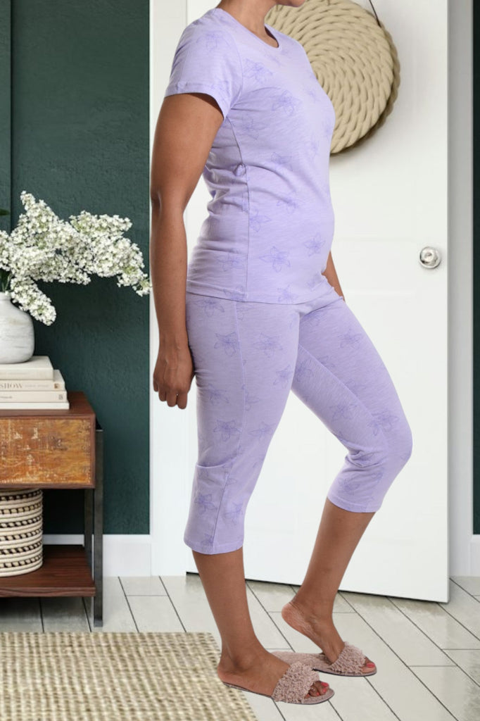 Lilac Cotton 3/4 Pj Set - StylePhase SA