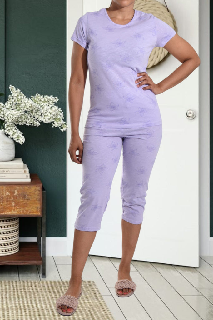 Lilac Cotton 3/4 Pj Set - StylePhase SA