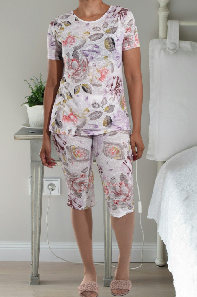 Lilac Floral 3/4 Pyjama Set - StylePhase SA