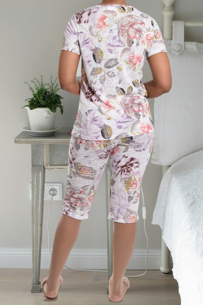 Lilac Floral 3/4 Pyjama Set - StylePhase SA