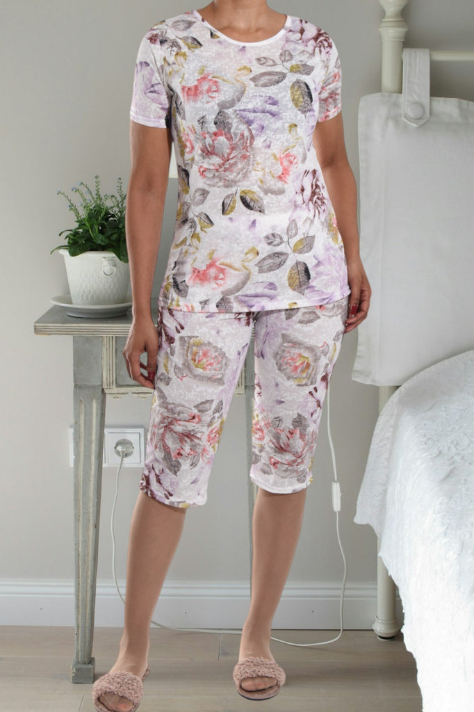 Lilac Floral 3/4 Pyjama Set - StylePhase SA