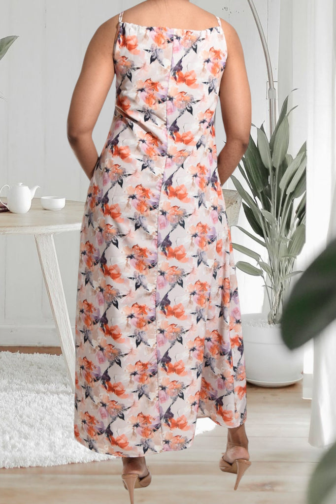 Lilac Floral Strappy Maxi Tie Dress - StylePhase SA