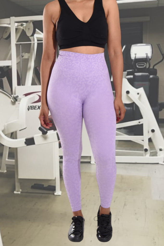 Lilac Patterned Active Wear Tights - StylePhase SA