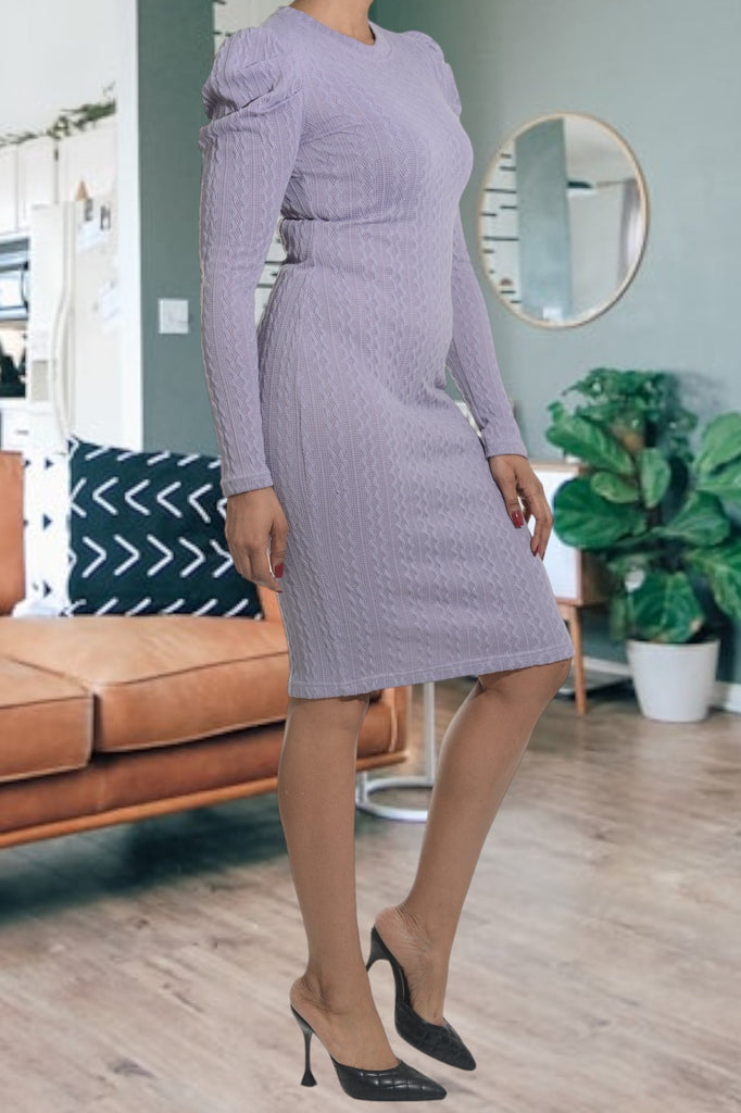 Lilac Puffed Sleeve Dress - StylePhase SA