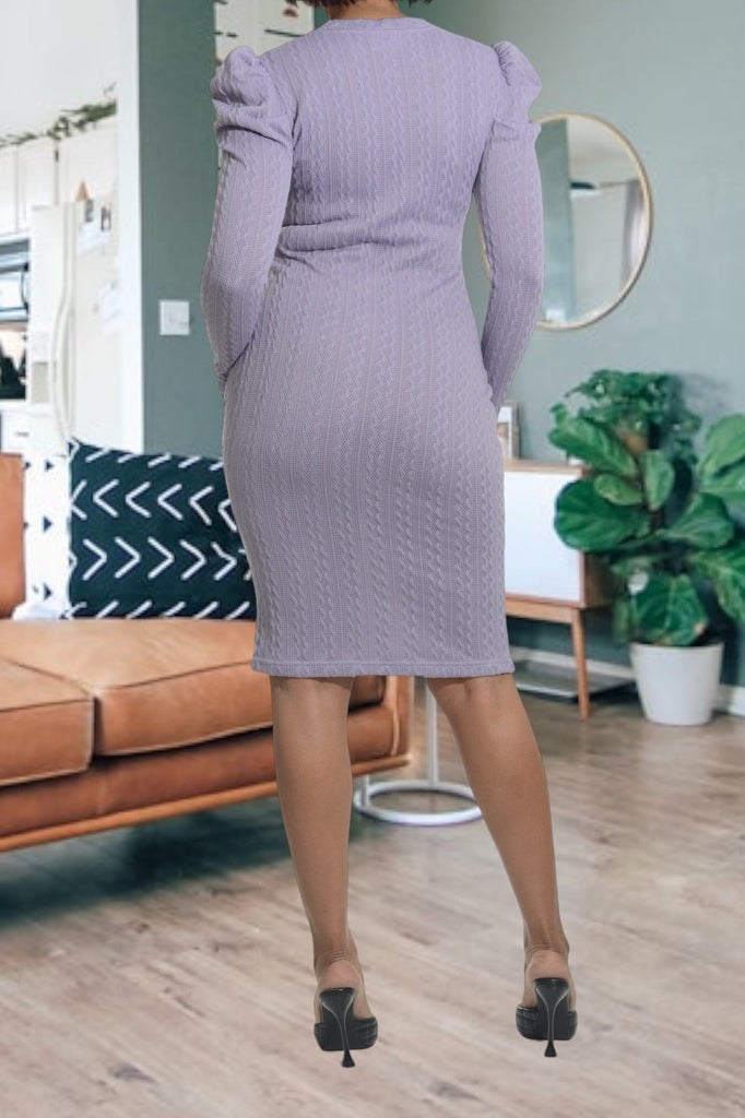 Lilac Puffed Sleeve Dress - StylePhase SA