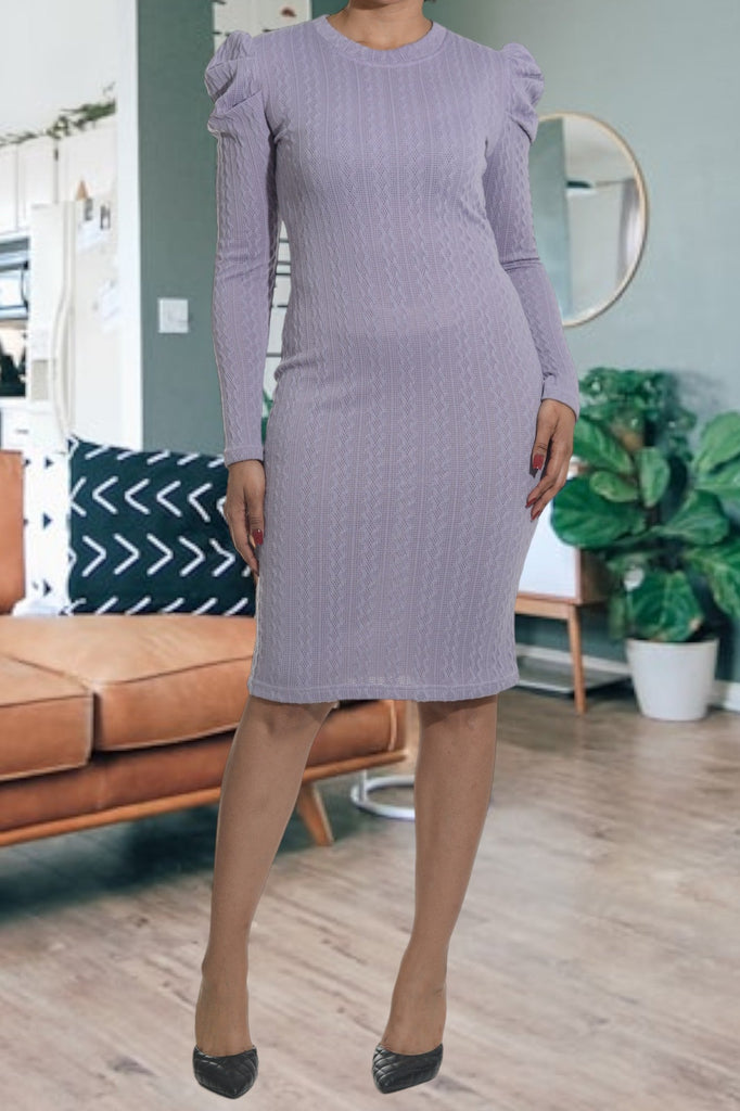 Lilac Puffed Sleeve Dress - StylePhase SA